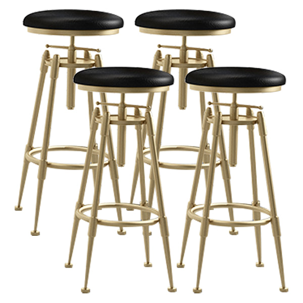 Glam Rotatable Liftable Counter Stool Iron Cafe Bar Stool with Cushion and Pedal Black Backless 4 Piece Set Clearhalo 'Bar Furniture' 'Bar Stools' 'bar_stools' 'furn' 'furn_bar_stools' 'Furniture' 'furniture_bar_stools' 'Kitchen & Dining Furniture' 5042827