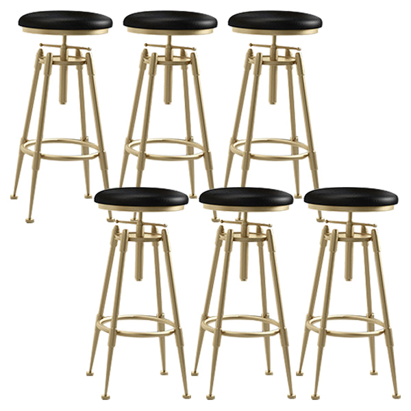 Glam Rotatable Liftable Counter Stool Iron Cafe Bar Stool with Cushion and Pedal Black Backless 6 Piece Set Clearhalo 'Bar Furniture' 'Bar Stools' 'bar_stools' 'furn' 'furn_bar_stools' 'Furniture' 'furniture_bar_stools' 'Kitchen & Dining Furniture' 5042828
