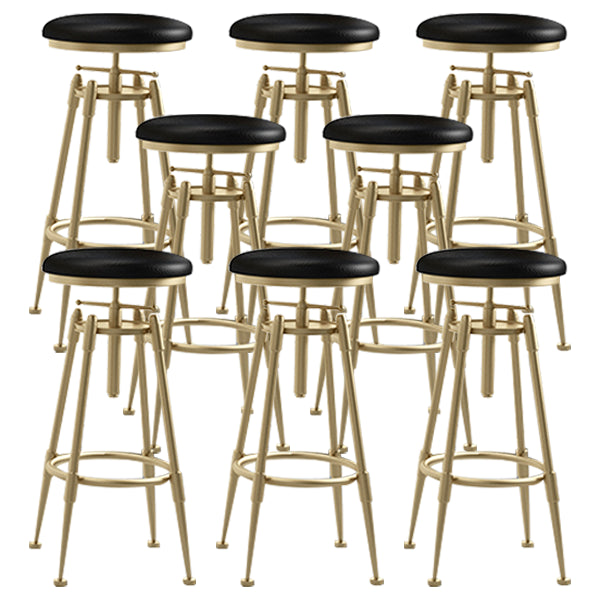 Glam Rotatable Liftable Counter Stool Iron Cafe Bar Stool with Cushion and Pedal Black Backless 8 Piece Set Clearhalo 'Bar Furniture' 'Bar Stools' 'bar_stools' 'furn' 'furn_bar_stools' 'Furniture' 'furniture_bar_stools' 'Kitchen & Dining Furniture' 5042829