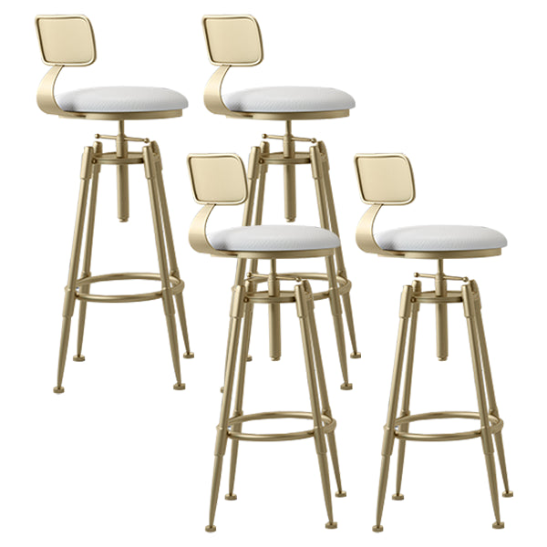 Glam Rotatable Liftable Counter Stool Iron Cafe Bar Stool with Cushion and Pedal White With Back 4 Piece Set Clearhalo 'Bar Furniture' 'Bar Stools' 'bar_stools' 'furn' 'furn_bar_stools' 'Furniture' 'furniture_bar_stools' 'Kitchen & Dining Furniture' 5042831