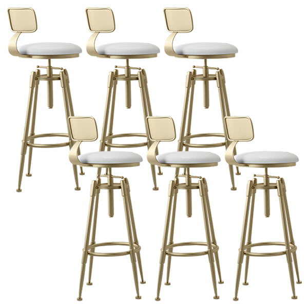 Glam Rotatable Liftable Counter Stool Iron Cafe Bar Stool with Cushion and Pedal White With Back 6 Piece Set Clearhalo 'Bar Furniture' 'Bar Stools' 'bar_stools' 'furn' 'furn_bar_stools' 'Furniture' 'furniture_bar_stools' 'Kitchen & Dining Furniture' 5042832