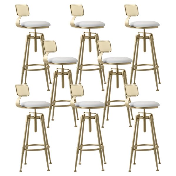 Glam Rotatable Liftable Counter Stool Iron Cafe Bar Stool with Cushion and Pedal White With Back 8 Piece Set Clearhalo 'Bar Furniture' 'Bar Stools' 'bar_stools' 'furn' 'furn_bar_stools' 'Furniture' 'furniture_bar_stools' 'Kitchen & Dining Furniture' 5042833