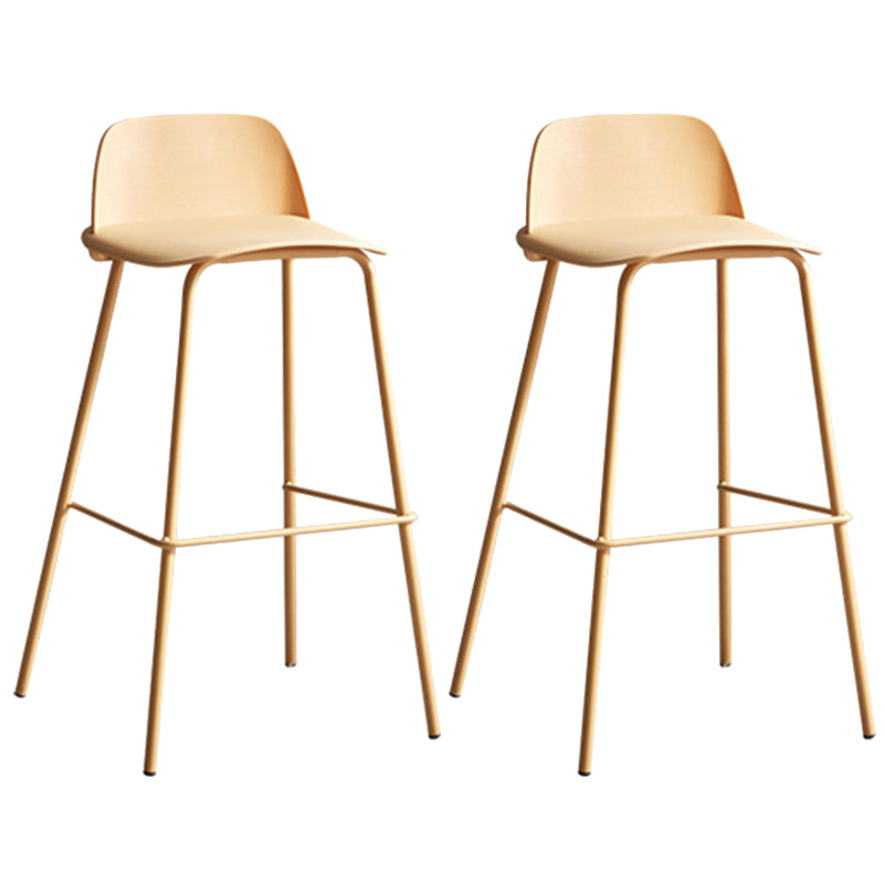 Dessert Shop Footrest Scandinavian Stool Matte Finish Plastic Barstool Yellow Set of 2 Clearhalo 'Bar Furniture' 'Bar Stools' 'bar_stools' 'Furniture' 'furniture_bar_stools' 'Kitchen & Dining Furniture' 5042837