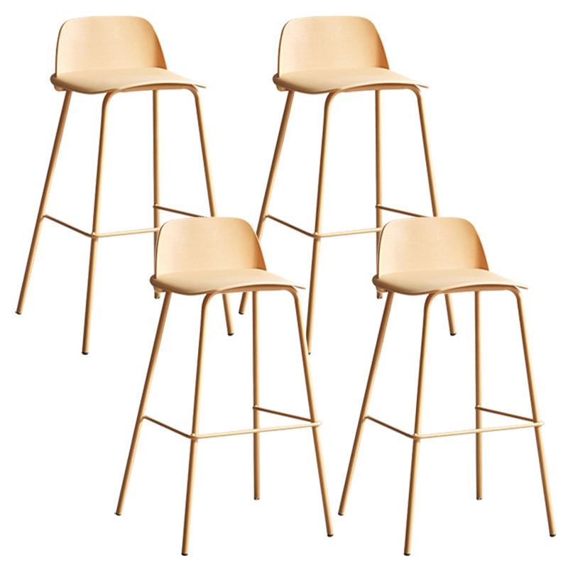 Dessert Shop Footrest Scandinavian Stool Matte Finish Plastic Barstool Yellow Set of 4 Clearhalo 'Bar Furniture' 'Bar Stools' 'bar_stools' 'Furniture' 'furniture_bar_stools' 'Kitchen & Dining Furniture' 5042838