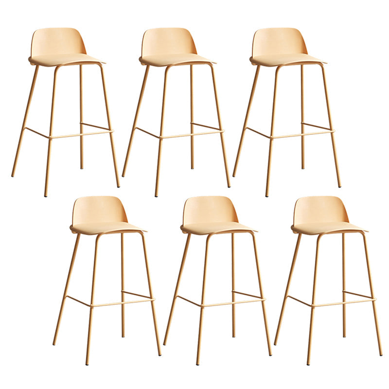 Dessert Shop Footrest Scandinavian Stool Matte Finish Plastic Barstool Yellow Set of 6 Clearhalo 'Bar Furniture' 'Bar Stools' 'bar_stools' 'Furniture' 'furniture_bar_stools' 'Kitchen & Dining Furniture' 5042840