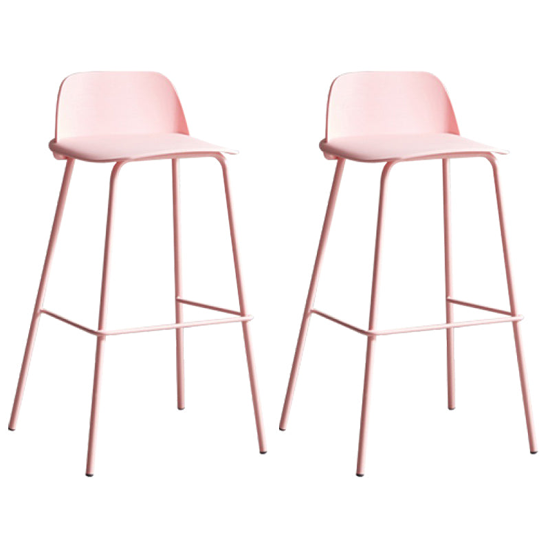Dessert Shop Footrest Scandinavian Stool Matte Finish Plastic Barstool Pink Set of 2 Clearhalo 'Bar Furniture' 'Bar Stools' 'bar_stools' 'Furniture' 'furniture_bar_stools' 'Kitchen & Dining Furniture' 5042852