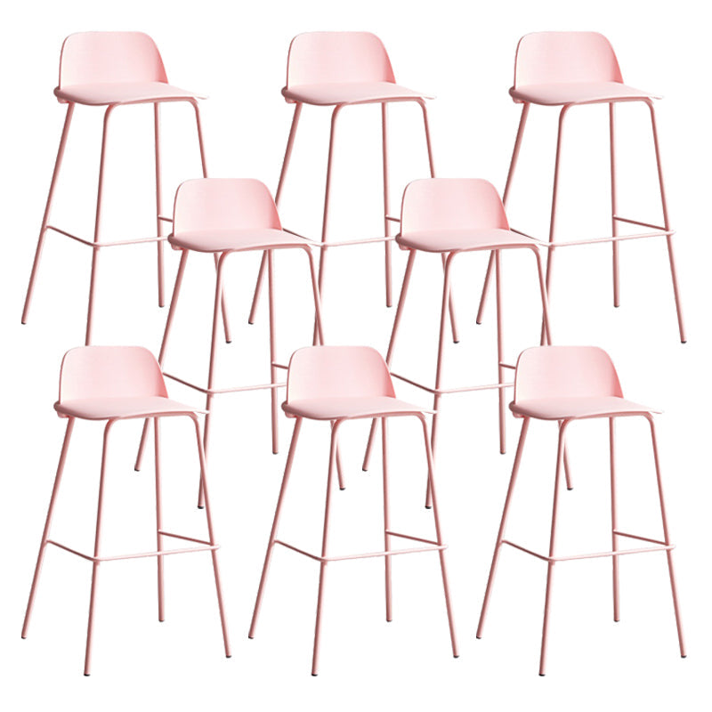 Dessert Shop Footrest Scandinavian Stool Matte Finish Plastic Barstool Pink Set of 8 Clearhalo 'Bar Furniture' 'Bar Stools' 'bar_stools' 'Furniture' 'furniture_bar_stools' 'Kitchen & Dining Furniture' 5042858