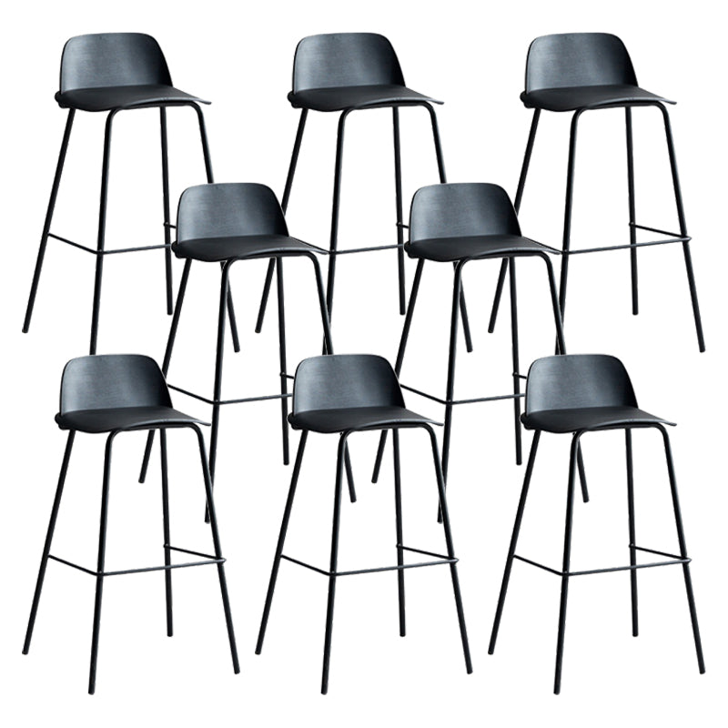 Dessert Shop Footrest Scandinavian Stool Matte Finish Plastic Barstool Black Set of 8 Clearhalo 'Bar Furniture' 'Bar Stools' 'bar_stools' 'Furniture' 'furniture_bar_stools' 'Kitchen & Dining Furniture' 5042866