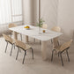 Modern Rectangle Sintered Stone Dining Table Set 1/4/5/7 Pieces Dining Set for Home Use 7 Pieces: Table, 6 Chairs Clearhalo 'Dining Room Sets' 'Dining Tables & Seating' 'dining_room_set' 'furn' 'furn_dining_room_set' 'Furniture' 'furniture_dining_room_set' 'Kitchen & Dining Furniture' 5042892