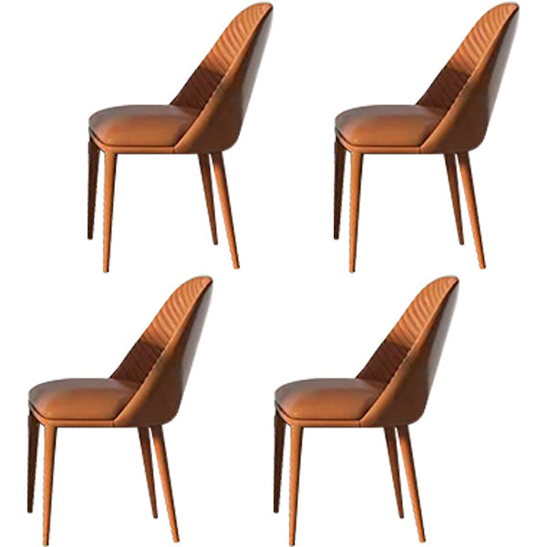 Modern Style Sintered Stone Dining Table Set 1/2/3/4/5/6/7 Pieces Dining Set 4 Orange Chairs Clearhalo 'Dining Room Sets' 'Dining Tables & Seating' 'dining_room_set' 'furn' 'furn_dining_room_set' 'Furniture' 'furniture_dining_room_set' 'Kitchen & Dining Furniture' 5042961