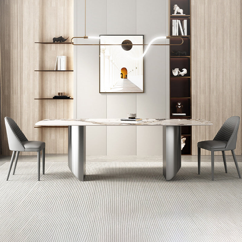 Modern Style Sintered Stone Dining Table Set 1/2/3/4/5/6/7 Pieces Dining Set 3 Pieces: Table, 2 Chairs Clearhalo 'Dining Room Sets' 'Dining Tables & Seating' 'dining_room_set' 'furn' 'furn_dining_room_set' 'Furniture' 'furniture_dining_room_set' 'Kitchen & Dining Furniture' 5042965