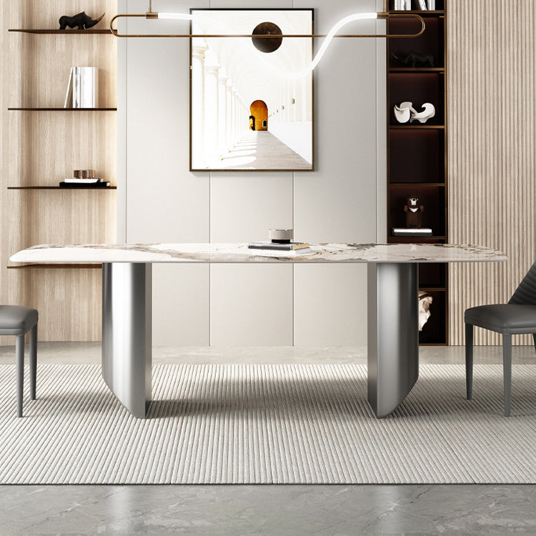 Modern Style Sintered Stone Dining Table Set 1/2/3/4/5/6/7 Pieces Dining Set Clearhalo 'Dining Room Sets' 'Dining Tables & Seating' 'dining_room_set' 'furn' 'furn_dining_room_set' 'Furniture' 'furniture_dining_room_set' 'Kitchen & Dining Furniture' 5042975