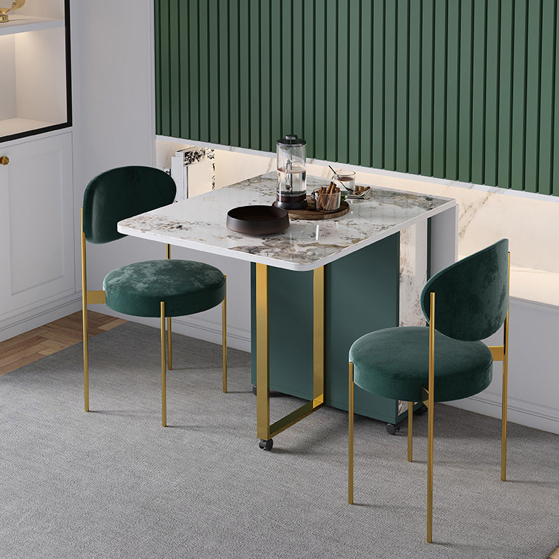 Modern Foldable Dinette Set 1/2/3/5 Pieces Rectangle White Sintered Stone Dining Table Set 3 Pieces: Table, 2 Chairs Clearhalo 'Dining Room Sets' 'Dining Tables & Seating' 'dining_room_set' 'furn' 'furn_dining_room_set' 'Furniture' 'furniture_dining_room_set' 'Kitchen & Dining Furniture' 5042983