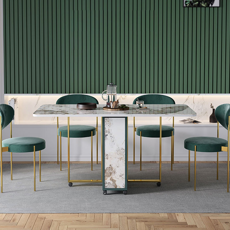 Modern Foldable Dinette Set 1/2/3/5 Pieces Rectangle White Sintered Stone Dining Table Set Clearhalo 'Dining Room Sets' 'Dining Tables & Seating' 'dining_room_set' 'furn' 'furn_dining_room_set' 'Furniture' 'furniture_dining_room_set' 'Kitchen & Dining Furniture' 5042994
