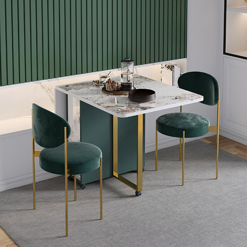 Modern Foldable Dinette Set 1/2/3/5 Pieces Rectangle White Sintered Stone Dining Table Set Clearhalo 'Dining Room Sets' 'Dining Tables & Seating' 'dining_room_set' 'furn' 'furn_dining_room_set' 'Furniture' 'furniture_dining_room_set' 'Kitchen & Dining Furniture' 5042995