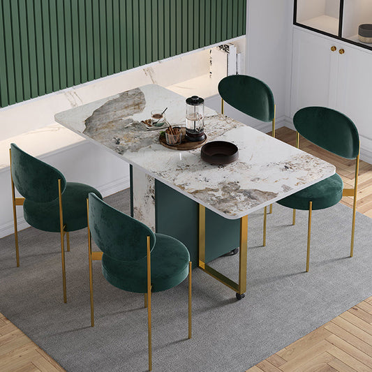 Modern Foldable Dinette Set 1/2/3/5 Pieces Rectangle White Sintered Stone Dining Table Set Clearhalo 'Dining Room Sets' 'Dining Tables & Seating' 'dining_room_set' 'furn' 'furn_dining_room_set' 'Furniture' 'furniture_dining_room_set' 'Kitchen & Dining Furniture' 5042996