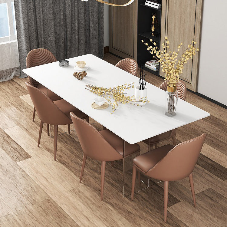 1/2/5/7 Pcs Rectangular Dining Table Set Dining Room Table and Chair 7 Pieces: Table, 6 Chairs Clearhalo 'Dining Room Sets' 'Dining Tables & Seating' 'dining_room_set' 'furn' 'furn_dining_room_set' 'Furniture' 'furniture_dining_room_set' 'Kitchen & Dining Furniture' 5043018