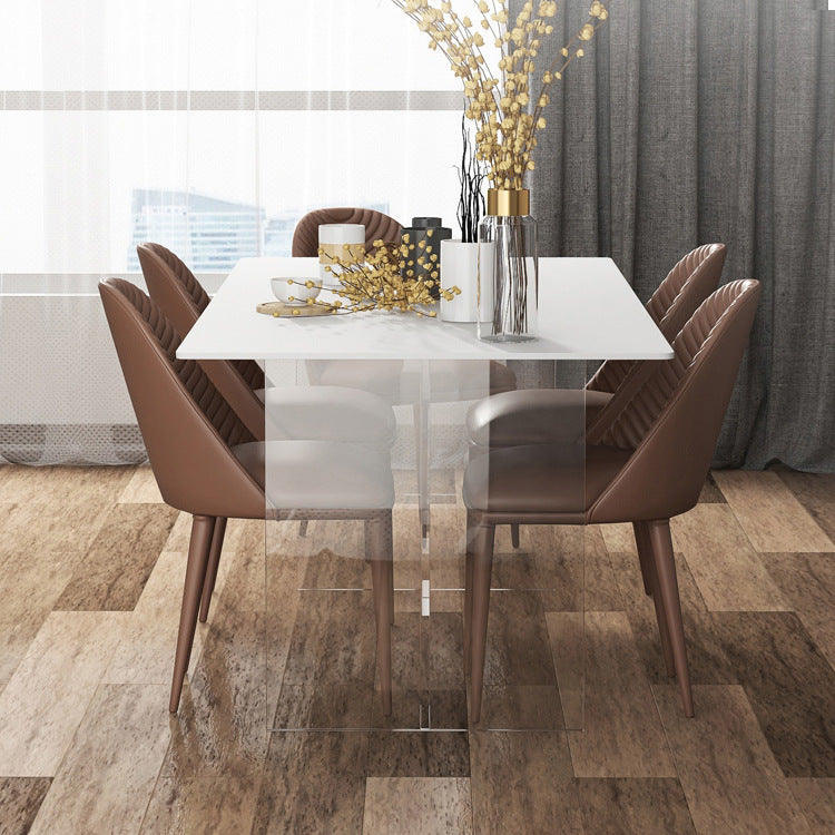 1/2/5/7 Pcs Rectangular Dining Table Set Dining Room Table and Chair 5 Pieces: Table, 4 Chairs Clearhalo 'Dining Room Sets' 'Dining Tables & Seating' 'dining_room_set' 'furn' 'furn_dining_room_set' 'Furniture' 'furniture_dining_room_set' 'Kitchen & Dining Furniture' 5043022