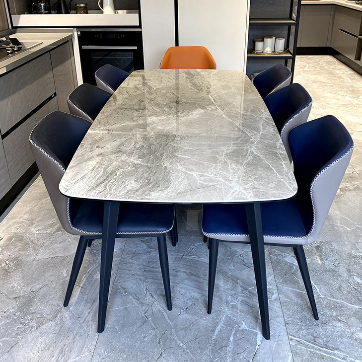 Modern Grey Dinette Set 1/4/6/8 Pieces Rectangle Sintered Stone Top Dining Table Set Clearhalo 'Dining Room Sets' 'Dining Tables & Seating' 'dining_room_set' 'furn' 'furn_dining_room_set' 'Furniture' 'furniture_dining_room_set' 'Kitchen & Dining Furniture' 5043032