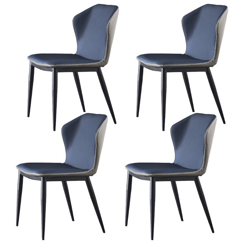 Modern Grey Dinette Set 1/4/6/8 Pieces Rectangle Sintered Stone Top Dining Table Set 4 Blue Chairs Clearhalo 'Dining Room Sets' 'Dining Tables & Seating' 'dining_room_set' 'furn' 'furn_dining_room_set' 'Furniture' 'furniture_dining_room_set' 'Kitchen & Dining Furniture' 5043034