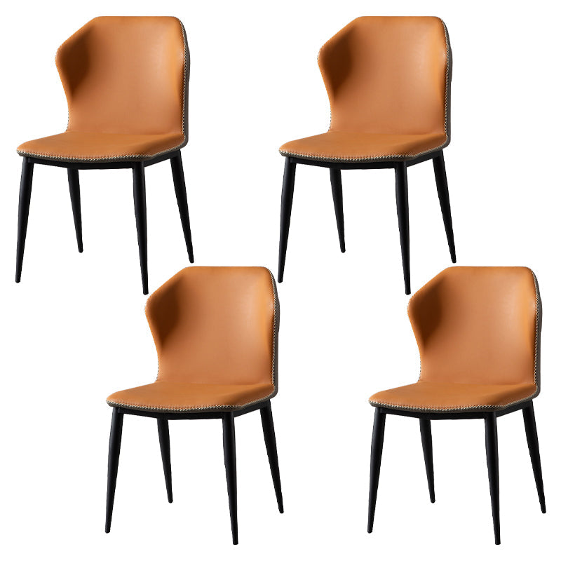 Modern Grey Dinette Set 1/4/6/8 Pieces Rectangle Sintered Stone Top Dining Table Set 4 Orange Chairs Clearhalo 'Dining Room Sets' 'Dining Tables & Seating' 'dining_room_set' 'furn' 'furn_dining_room_set' 'Furniture' 'furniture_dining_room_set' 'Kitchen & Dining Furniture' 5043036