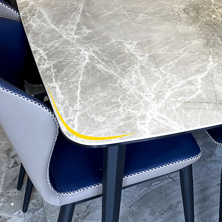 Modern Grey Dinette Set 1/4/6/8 Pieces Rectangle Sintered Stone Top Dining Table Set Clearhalo 'Dining Room Sets' 'Dining Tables & Seating' 'dining_room_set' 'furn' 'furn_dining_room_set' 'Furniture' 'furniture_dining_room_set' 'Kitchen & Dining Furniture' 5043041