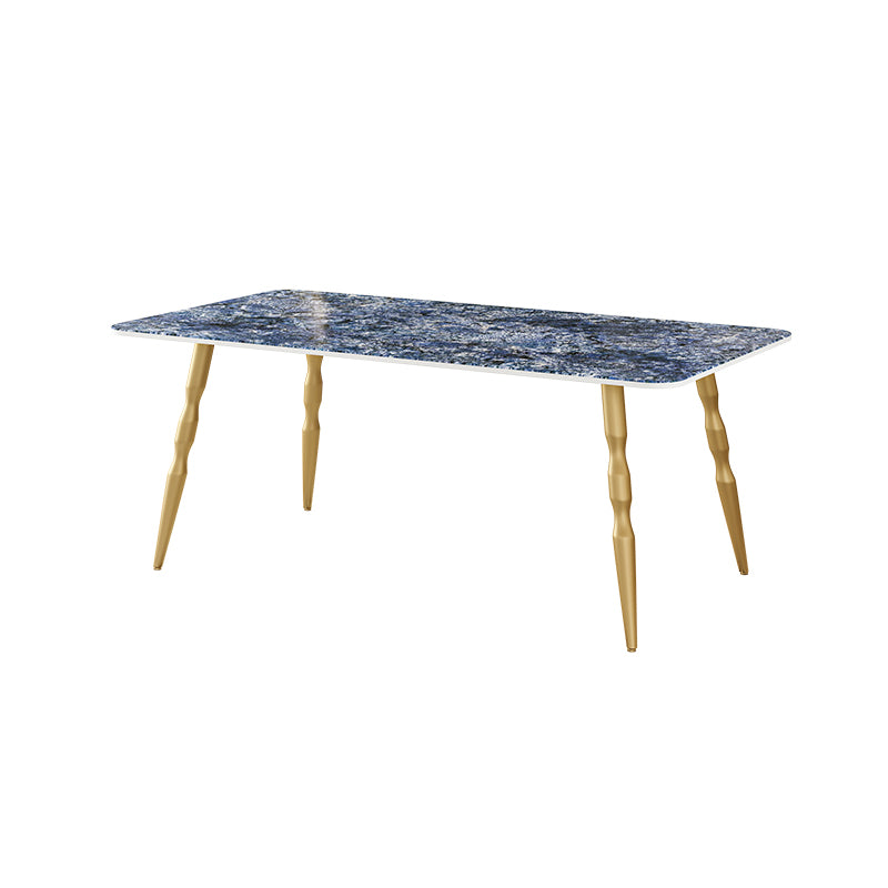 Glam Iron Dinette Set 1/2/5/7 Pieces Rectangle Sintered Stone Top Dining Table Set Blue 79"L x 31"W Clearhalo 'Dining Room Sets' 'Dining Tables & Seating' 'dining_room_set' 'furn' 'furn_dining_room_set' 'Furniture' 'furniture_dining_room_set' 'Kitchen & Dining Furniture' 5043056