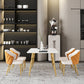 Glam Iron Dinette Set 1/2/5/7 Pieces Rectangle Sintered Stone Top Dining Table Set Clearhalo 'Dining Room Sets' 'Dining Tables & Seating' 'dining_room_set' 'furn' 'furn_dining_room_set' 'Furniture' 'furniture_dining_room_set' 'Kitchen & Dining Furniture' 5043058