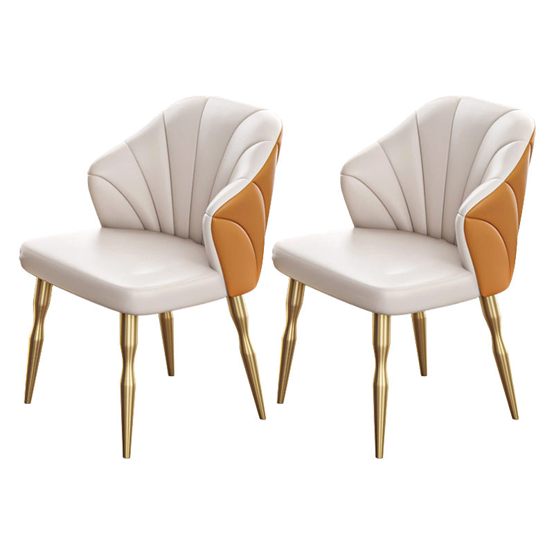 Glam Iron Dinette Set 1/2/5/7 Pieces Rectangle Sintered Stone Top Dining Table Set 2 Orange Chairs Clearhalo 'Dining Room Sets' 'Dining Tables & Seating' 'dining_room_set' 'furn' 'furn_dining_room_set' 'Furniture' 'furniture_dining_room_set' 'Kitchen & Dining Furniture' 5043059