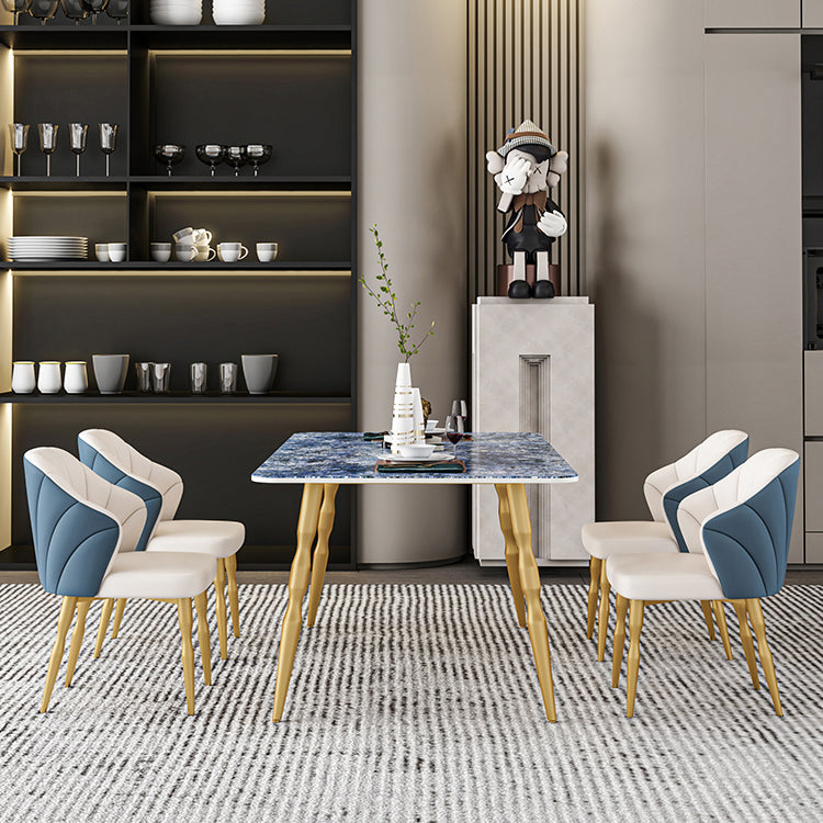 Glam Iron Dinette Set 1/2/5/7 Pieces Rectangle Sintered Stone Top Dining Table Set Clearhalo 'Dining Room Sets' 'Dining Tables & Seating' 'dining_room_set' 'furn' 'furn_dining_room_set' 'Furniture' 'furniture_dining_room_set' 'Kitchen & Dining Furniture' 5043066