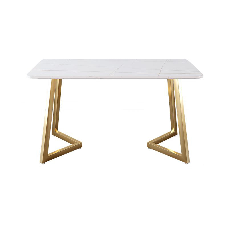 Glam Iron Dinette Set 1/2/5/6 Pieces Rectangle White Sintered Stone Top Dining Table Set Clearhalo 'Dining Room Sets' 'Dining Tables & Seating' 'dining_room_set' 'furn' 'furn_dining_room_set' 'Furniture' 'furniture_dining_room_set' 'Kitchen & Dining Furniture' 5043082