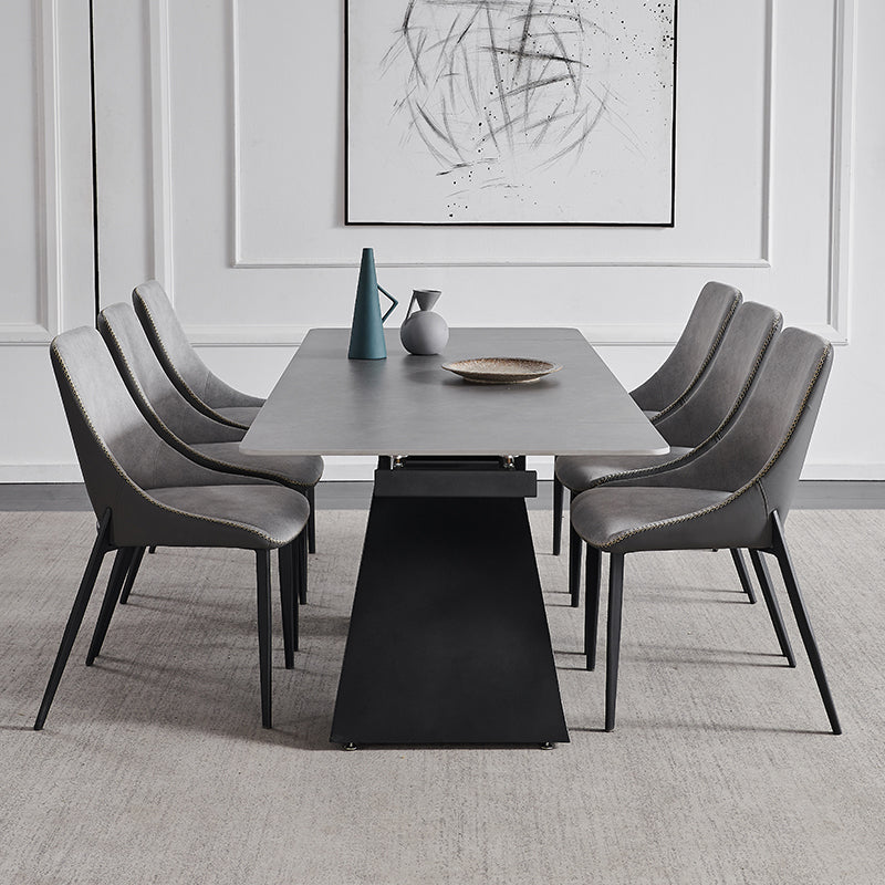 Modern Scalable Dinette Set 1/4/5/7 Pieces Grey Sintered Stone Top Dining Table Set Clearhalo 'Dining Room Sets' 'Dining Tables & Seating' 'dining_room_set' 'furn' 'furn_dining_room_set' 'Furniture' 'furniture_dining_room_set' 'Kitchen & Dining Furniture' 5043101