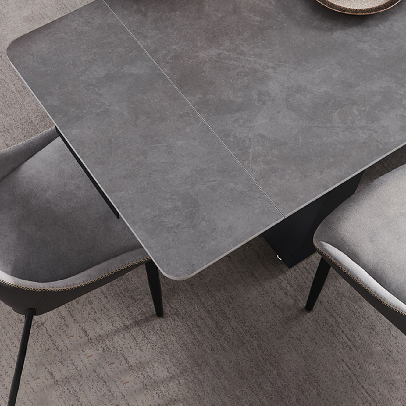 Modern Scalable Dinette Set 1/4/5/7 Pieces Grey Sintered Stone Top Dining Table Set Clearhalo 'Dining Room Sets' 'Dining Tables & Seating' 'dining_room_set' 'furn' 'furn_dining_room_set' 'Furniture' 'furniture_dining_room_set' 'Kitchen & Dining Furniture' 5043105