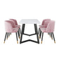 Modern Black Iron Dinette Set 1/2/5/7 Pieces Rectangle Sintered Stone Top Dining Table Set 5 Pieces: White Table, 4 Pink Chairs Clearhalo 'Dining Room Sets' 'Dining Tables & Seating' 'dining_room_set' 'furn' 'furn_dining_room_set' 'Furniture' 'furniture_dining_room_set' 'Kitchen & Dining Furniture' 5043112