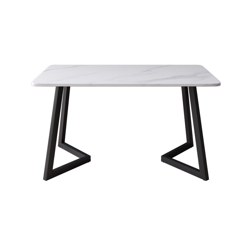 Modern Black Iron Dinette Set 1/2/5/7 Pieces Rectangle Sintered Stone Top Dining Table Set White 70.9"L x 35.4"W Clearhalo 'Dining Room Sets' 'Dining Tables & Seating' 'dining_room_set' 'furn' 'furn_dining_room_set' 'Furniture' 'furniture_dining_room_set' 'Kitchen & Dining Furniture' 5043117