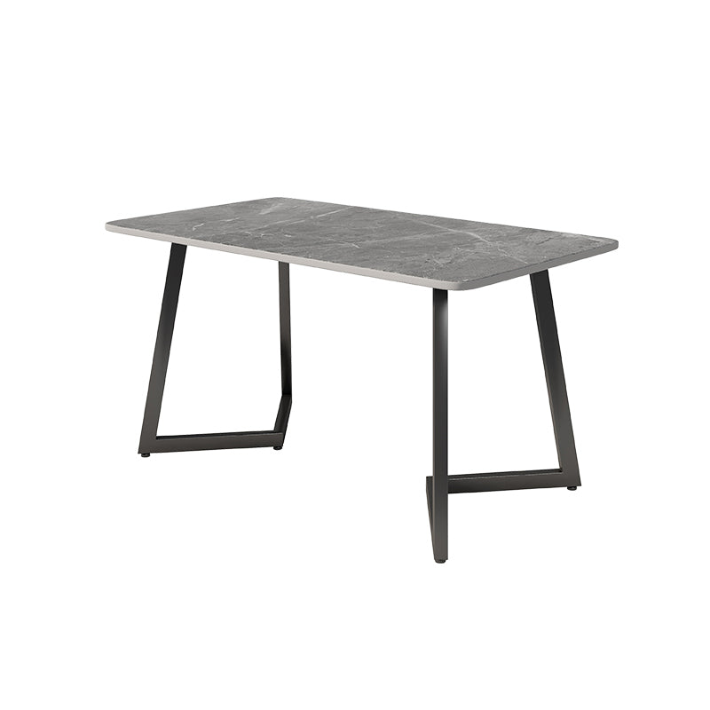 Modern Black Iron Dinette Set 1/2/5/7 Pieces Rectangle Sintered Stone Top Dining Table Set Grey 71"L x 35"W Clearhalo 'Dining Room Sets' 'Dining Tables & Seating' 'dining_room_set' 'furn' 'furn_dining_room_set' 'Furniture' 'furniture_dining_room_set' 'Kitchen & Dining Furniture' 5043119