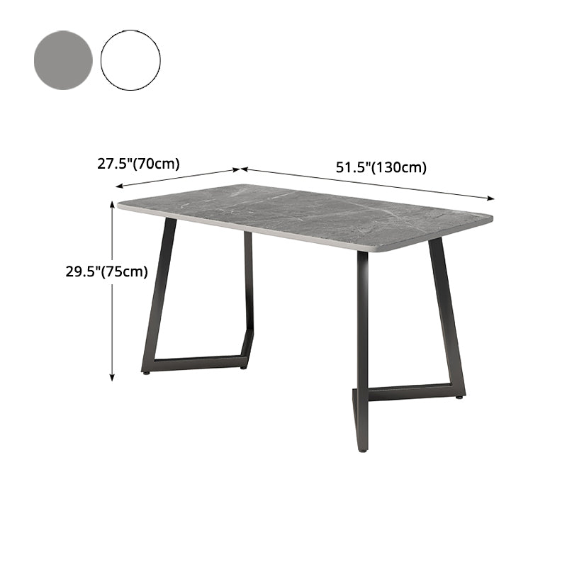 Modern Black Iron Dinette Set 1/2/5/7 Pieces Rectangle Sintered Stone Top Dining Table Set Clearhalo 'Dining Room Sets' 'Dining Tables & Seating' 'dining_room_set' 'furn' 'furn_dining_room_set' 'Furniture' 'furniture_dining_room_set' 'Kitchen & Dining Furniture' 5043128