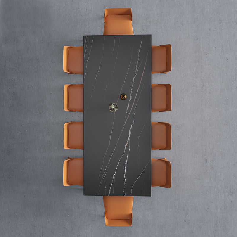 Modern Aluminium Dinette Set 1/2/4/9/10/11 Pieces Black Sintered Stone Dining Table Set 11 Pieces: Table, 10 Chairs Clearhalo 'Dining Room Sets' 'Dining Tables & Seating' 'dining_room_set' 'furn' 'furn_dining_room_set' 'Furniture' 'furniture_dining_room_set' 'Kitchen & Dining Furniture' 5043136