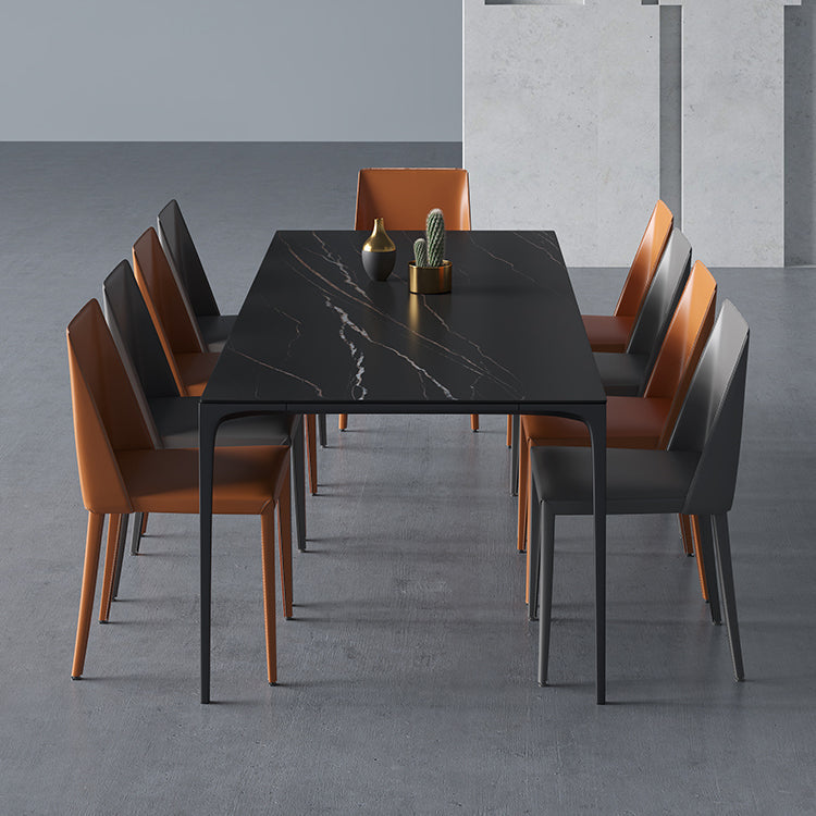Modern Aluminium Dinette Set 1/2/4/9/10/11 Pieces Black Sintered Stone Dining Table Set 10 Pieces: Table, 9 Chairs Clearhalo 'Dining Room Sets' 'Dining Tables & Seating' 'dining_room_set' 'furn' 'furn_dining_room_set' 'Furniture' 'furniture_dining_room_set' 'Kitchen & Dining Furniture' 5043139