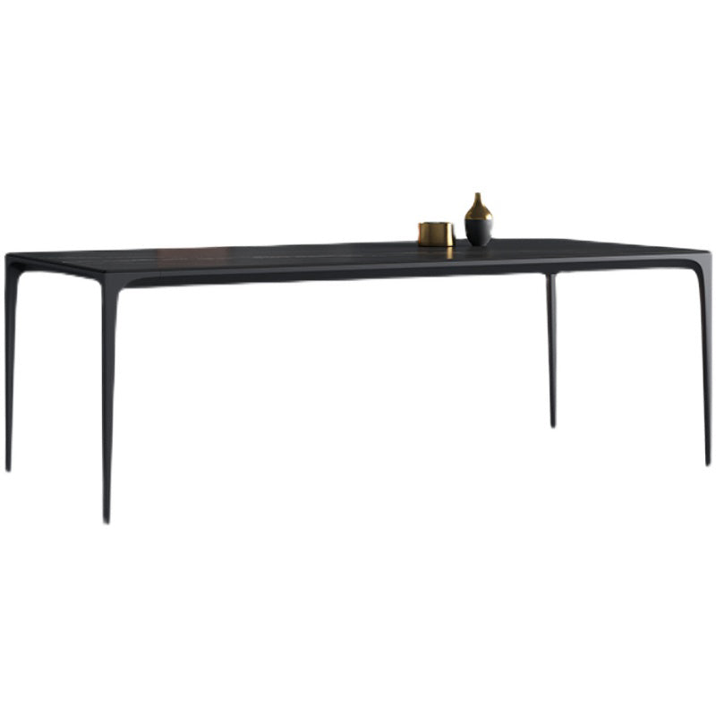 Modern Aluminium Dinette Set 1/2/4/9/10/11 Pieces Black Sintered Stone Dining Table Set Black 70.9"L x 35.4"W Clearhalo 'Dining Room Sets' 'Dining Tables & Seating' 'dining_room_set' 'furn' 'furn_dining_room_set' 'Furniture' 'furniture_dining_room_set' 'Kitchen & Dining Furniture' 5043140