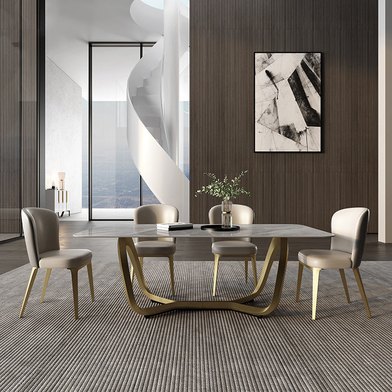 Luxury Sintered Stone Top Dining Set Rectangle 1/2/5/6/7 Pieces Dining Room Table Set Clearhalo 'Dining Room Sets' 'Dining Tables & Seating' 'dining_room_set' 'furn' 'furn_dining_room_set' 'Furniture' 'furniture_dining_room_set' 'Kitchen & Dining Furniture' 5043169
