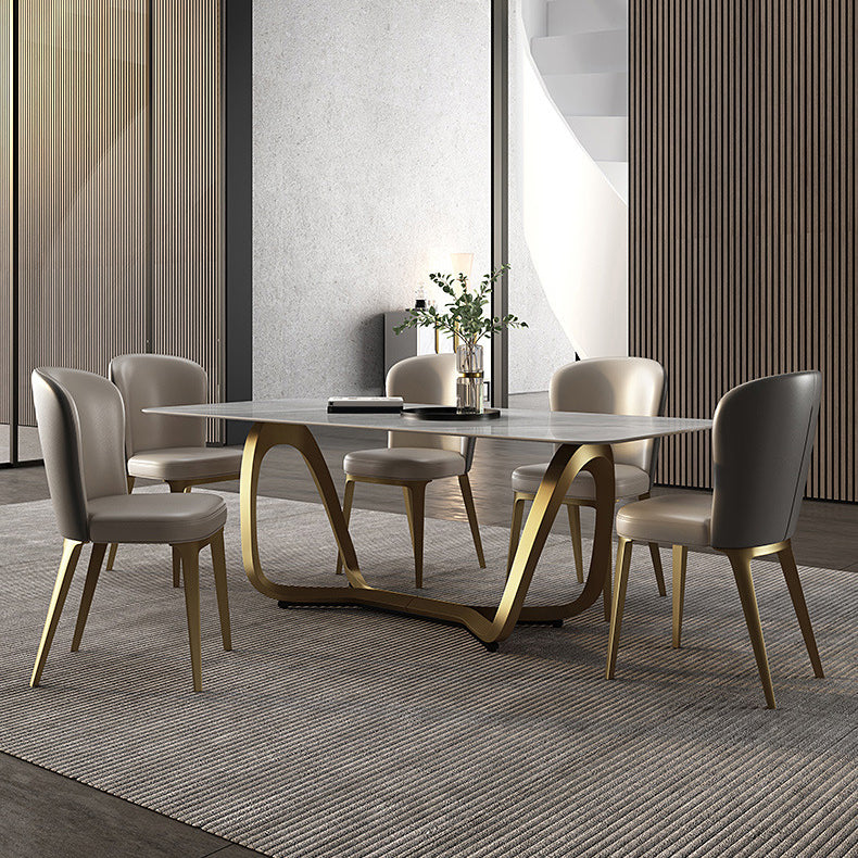 Luxury Sintered Stone Top Dining Set Rectangle 1/2/5/6/7 Pieces Dining Room Table Set 6 Pieces: Table, 5 Chairs Clearhalo 'Dining Room Sets' 'Dining Tables & Seating' 'dining_room_set' 'furn' 'furn_dining_room_set' 'Furniture' 'furniture_dining_room_set' 'Kitchen & Dining Furniture' 5043170