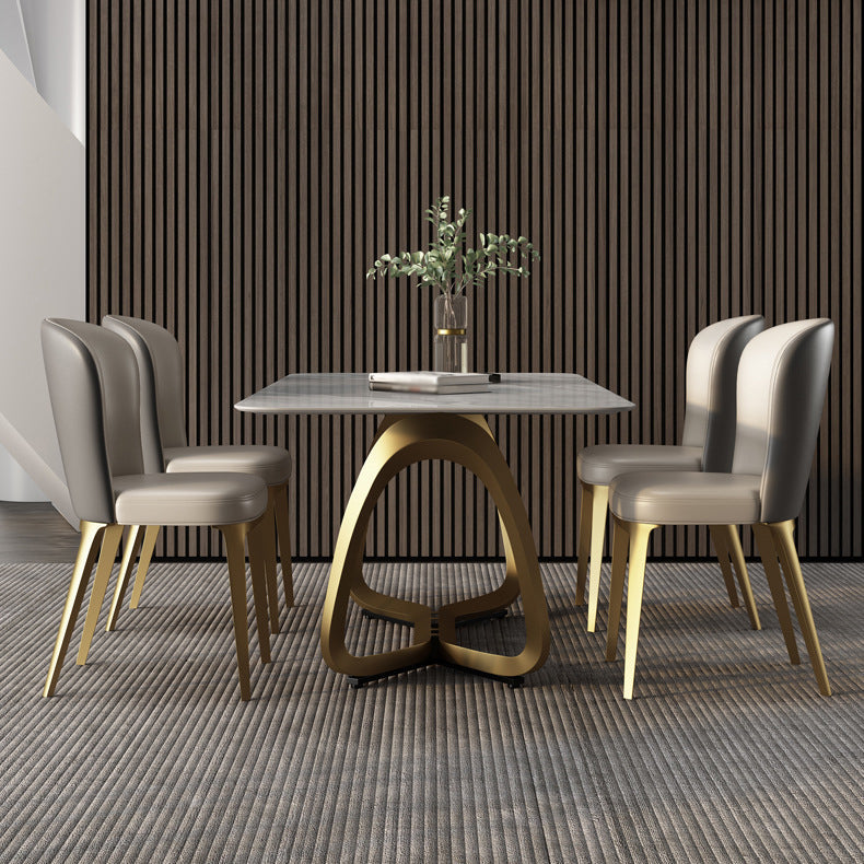 Luxury Sintered Stone Top Dining Set Rectangle 1/2/5/6/7 Pieces Dining Room Table Set Clearhalo 'Dining Room Sets' 'Dining Tables & Seating' 'dining_room_set' 'furn' 'furn_dining_room_set' 'Furniture' 'furniture_dining_room_set' 'Kitchen & Dining Furniture' 5043174