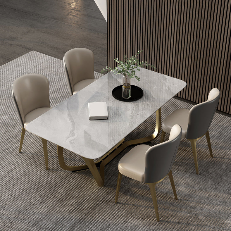 Luxury Sintered Stone Top Dining Set Rectangle 1/2/5/6/7 Pieces Dining Room Table Set 5 Pieces: Table, 4 Chairs Clearhalo 'Dining Room Sets' 'Dining Tables & Seating' 'dining_room_set' 'furn' 'furn_dining_room_set' 'Furniture' 'furniture_dining_room_set' 'Kitchen & Dining Furniture' 5043176