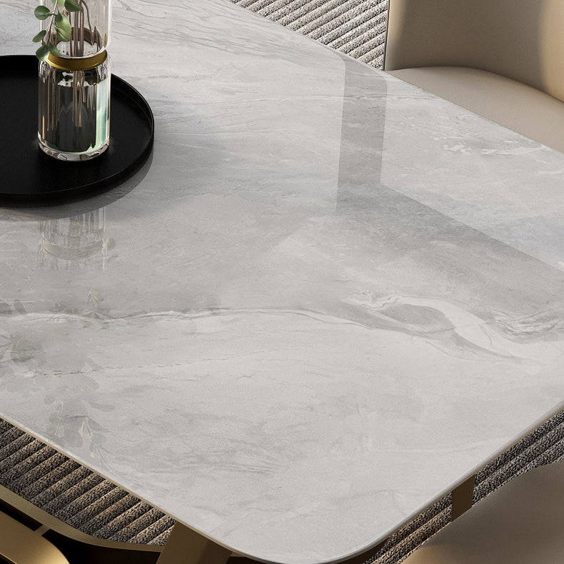 Luxury Sintered Stone Top Dining Set Rectangle 1/2/5/6/7 Pieces Dining Room Table Set Clearhalo 'Dining Room Sets' 'Dining Tables & Seating' 'dining_room_set' 'furn' 'furn_dining_room_set' 'Furniture' 'furniture_dining_room_set' 'Kitchen & Dining Furniture' 5043179