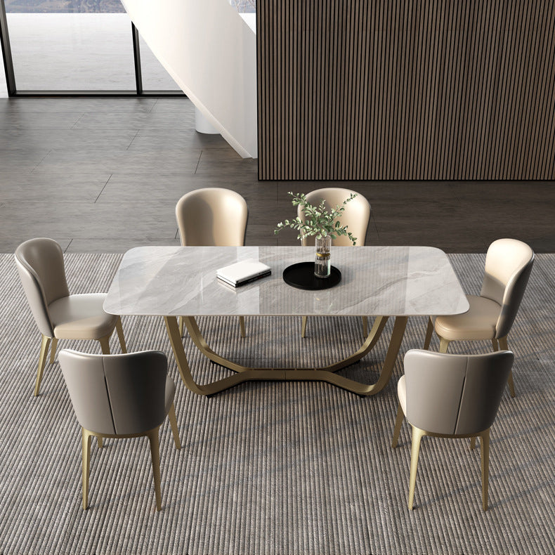 Luxury Sintered Stone Top Dining Set Rectangle 1/2/5/6/7 Pieces Dining Room Table Set Clearhalo 'Dining Room Sets' 'Dining Tables & Seating' 'dining_room_set' 'furn' 'furn_dining_room_set' 'Furniture' 'furniture_dining_room_set' 'Kitchen & Dining Furniture' 5043182