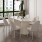 Modern Oval Dining Table Stone and Metal Double Pedestal Dining Table in White Oval 55.1"L x 31.5"W x 29.5"H Without Chairs Clearhalo 'Dining Tables & Seating' 'Dining Tables' 'dining_table' 'furn' 'furn_dining_table' 'Furniture' 'furniture_dining_table' 'Kitchen & Dining Furniture' 5043206