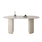 Modern Oval Dining Table Stone and Metal Double Pedestal Dining Table in White Clearhalo 'Dining Tables & Seating' 'Dining Tables' 'dining_table' 'furn' 'furn_dining_table' 'Furniture' 'furniture_dining_table' 'Kitchen & Dining Furniture' 5043209