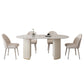 Modern Oval Dining Table Stone and Metal Double Pedestal Dining Table in White Oval Without Chairs Clearhalo 'Dining Tables & Seating' 'Dining Tables' 'dining_table' 'furn' 'furn_dining_table' 'Furniture' 'furniture_dining_table' 'Kitchen & Dining Furniture' 5043210