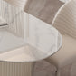 Modern Oval Dining Table Stone and Metal Double Pedestal Dining Table in White Clearhalo 'Dining Tables & Seating' 'Dining Tables' 'dining_table' 'furn' 'furn_dining_table' 'Furniture' 'furniture_dining_table' 'Kitchen & Dining Furniture' 5043211